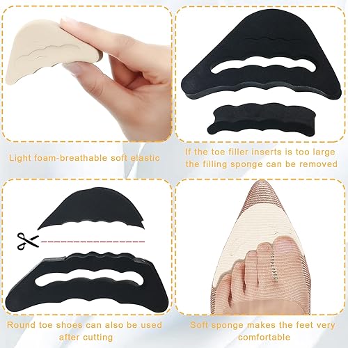 Miniatura 2 de 12 pares de almohadillas de talón alto para relleno de zapatos, insertos de relleno de dedos ajustables, plantillas frontales, empuñaduras de talón