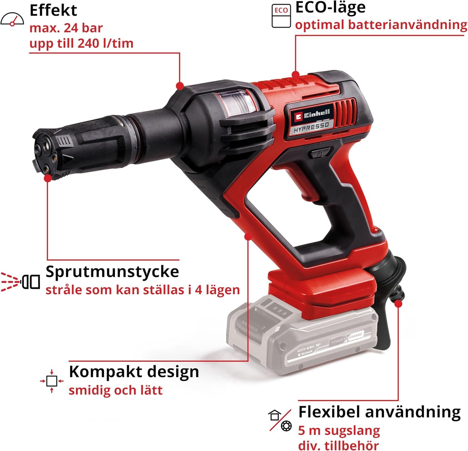 Einhell HYPRESSO 18/24-1 Power X-Change 18V 24bar 240l/h ohne Akku Ladegerät 2024