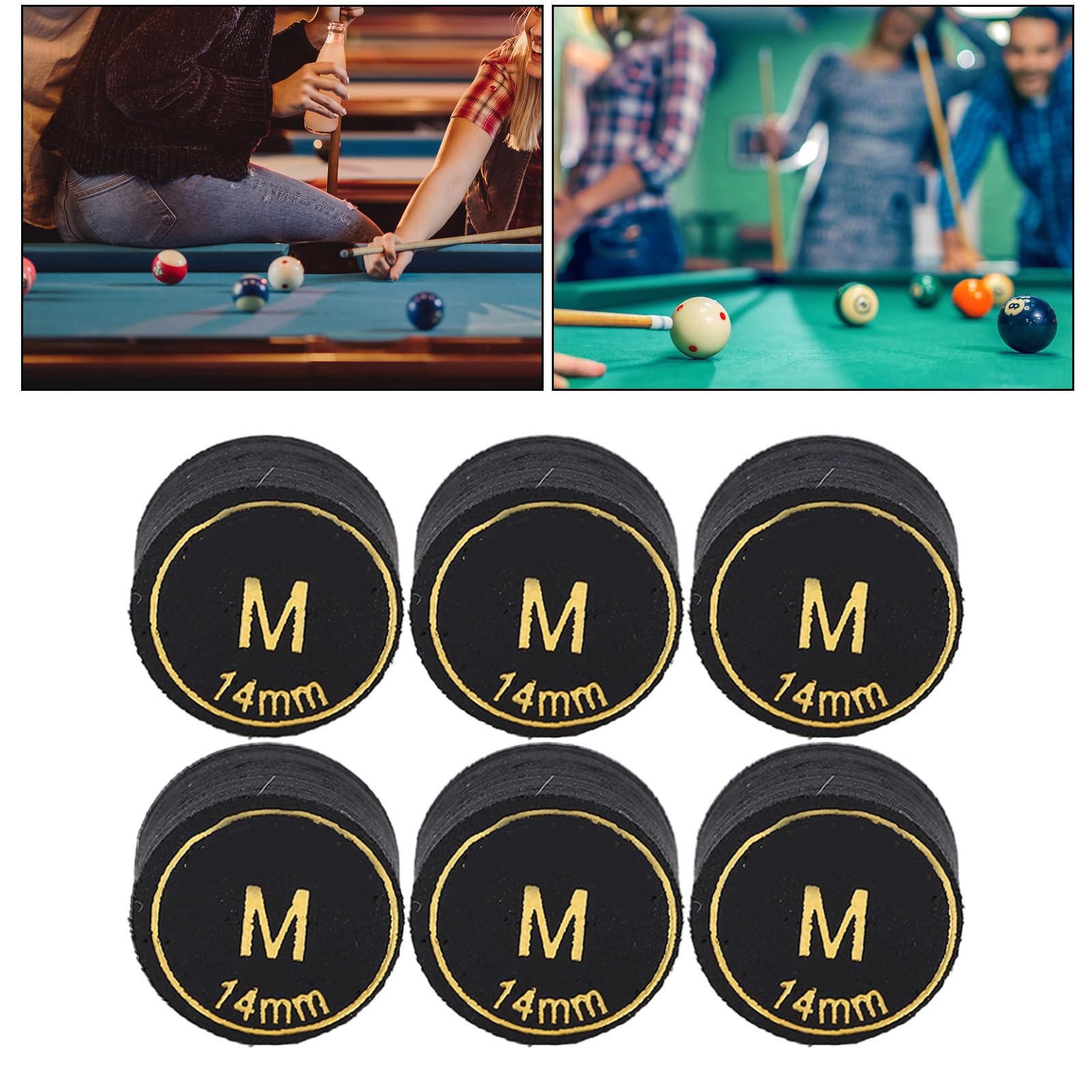 Keenso 6 Punte per Stecca da Biliardo da 14 Mm, Punte per Stecca da Biliardo di Ricambio per Stecche da Biliardo e Snooker (M)