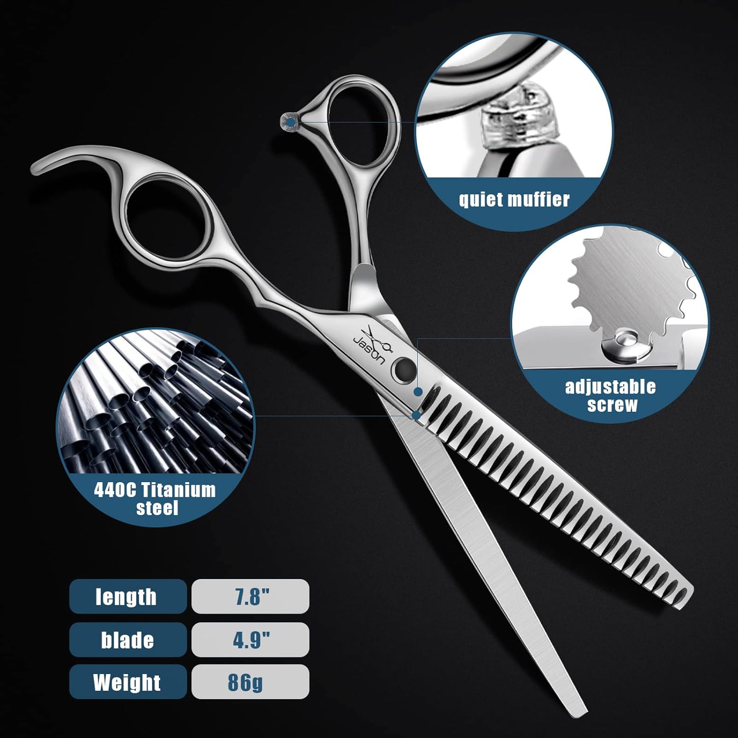 JASON 7.5" Professional Dog Grooming Chunker Scissors Japanese Stainless Steel Dog Chunker Shear for Pet Groomer Christmas Gift