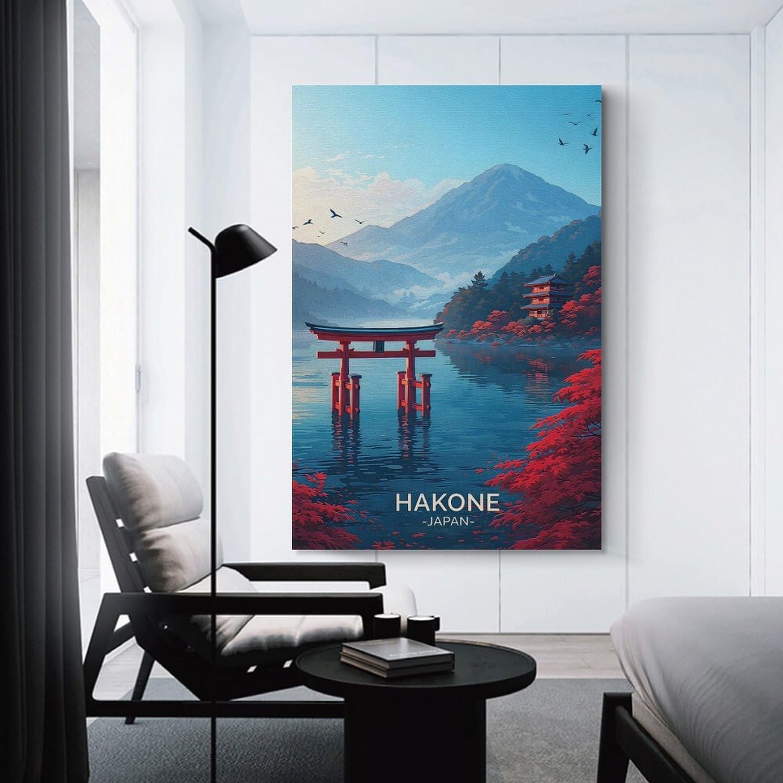 Junmoney Hakone Torii Gate And Pagoda Decorative Canvas Print, 12x18inch(30x45cm), for Gallery Wall Decor And Room Displays, Wall Decor Suited to Curated Displays
