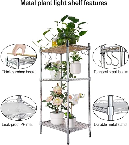 Miniatura 3 de APLANT Soporte para plantas con luces de cultivo para plantas de interior, estante para plantas de 3 niveles con luz de plantas de espectro