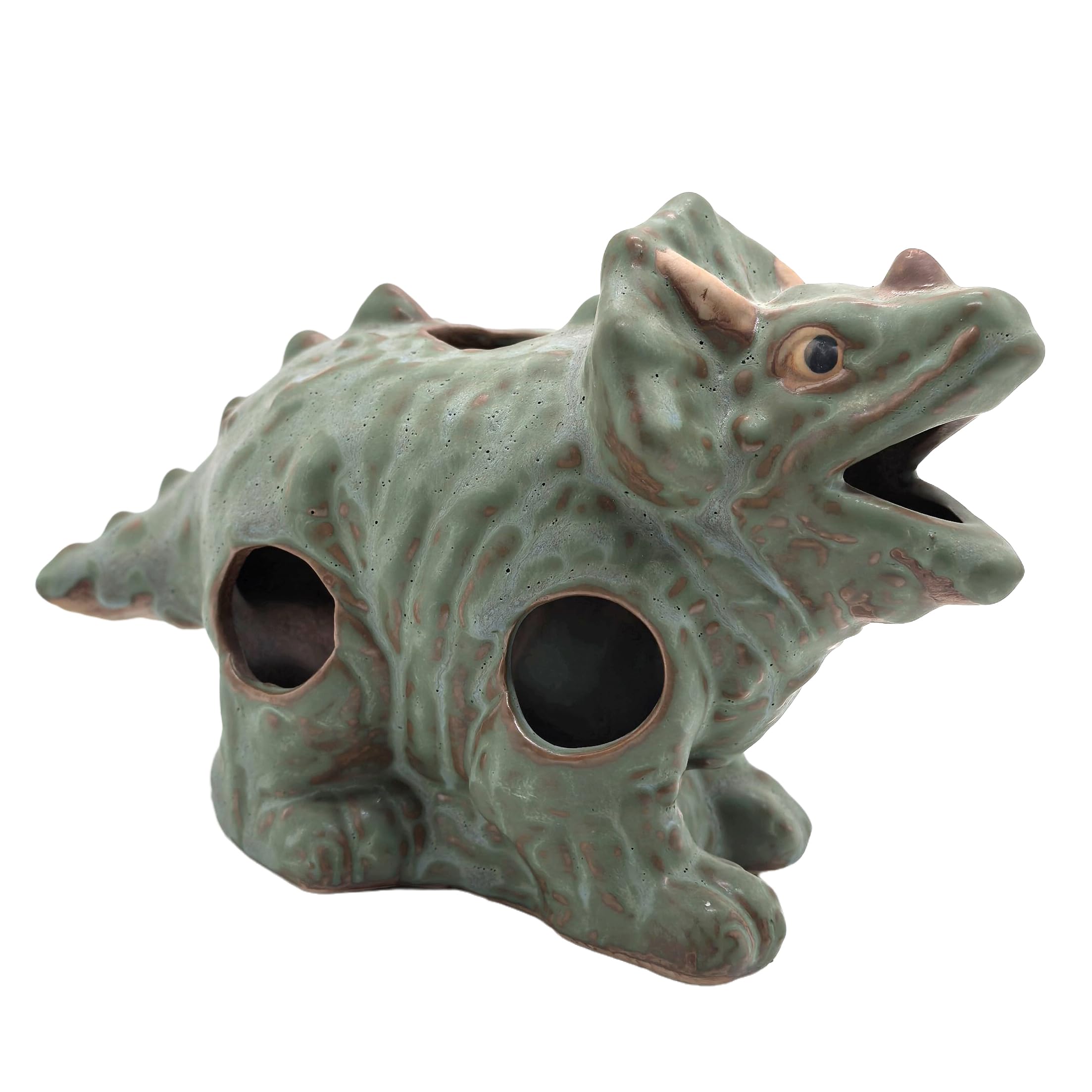 M2cbridge Aquarium Ceramic Cave Rock for Betta Shrimp Cichlid Fish Hideout Decor (Big Dinosaur)