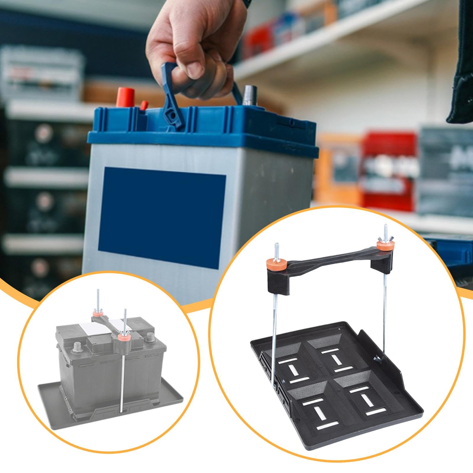 Bandeja Ajustable para Almacenamiento de Baterías de Automóviles, Antiaccesorios, Fácil Montaje, Estabilizador de Batería Multifuncional Y Resistente, 19.5 X 28.5 X 25 Cm