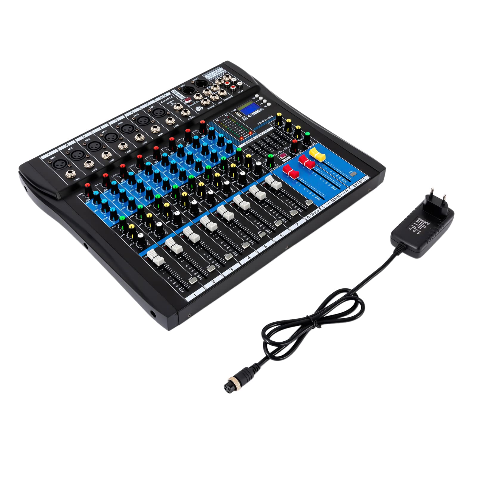 Mixer audio stereo a 8 canali Dj Mini mixer con quattro tipi di reverb controllo volume indipendente mixer audio multifunzione per musica cena bar e studio di registrazione