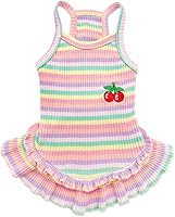 Vista 9 de Lindo vestido de perro para perros pequeños y niña, ropa de cumpleaños, ropa de primavera y verano, trajes de perro, arco iris, colorido, a rayas