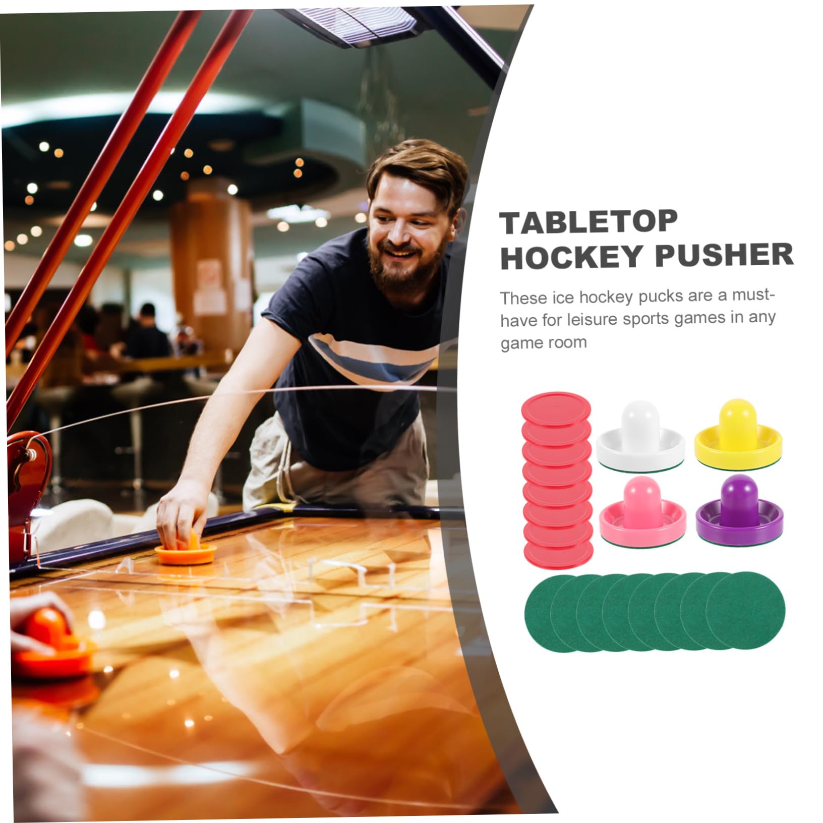 Hemobllo 3 Ensembles Set de Accessoires de Hockey Table Poussoir et Palets Couleurs Palets Jeu pour Famille