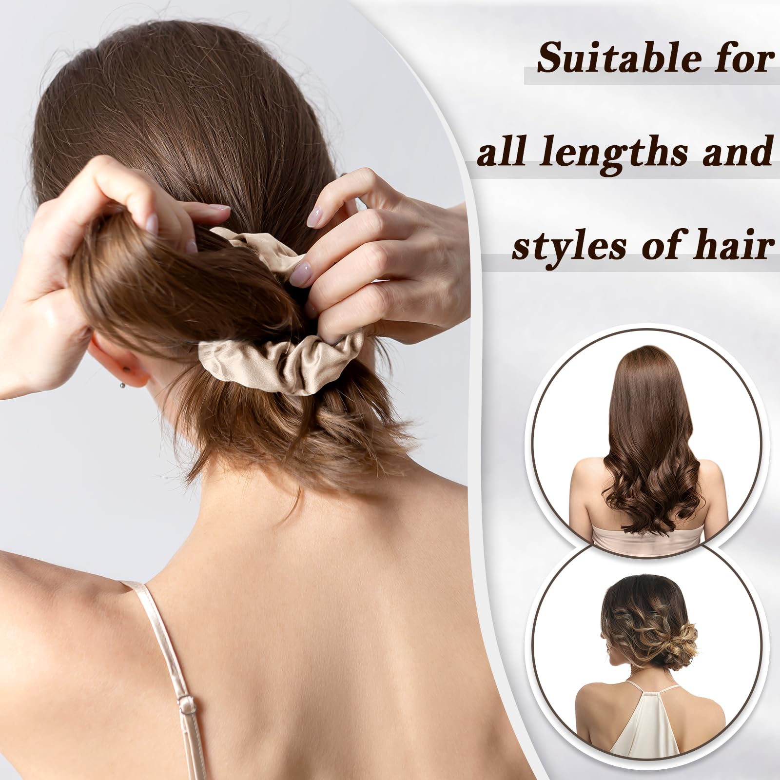 DAISYSILK 100% jedwabna opaska do włosów z morwy jedwabna gumka do włosów dekoracja do włosów bez uszkadzania włosów zapobiega puszeniu się włosów, 1 opakowanie, szampańska
