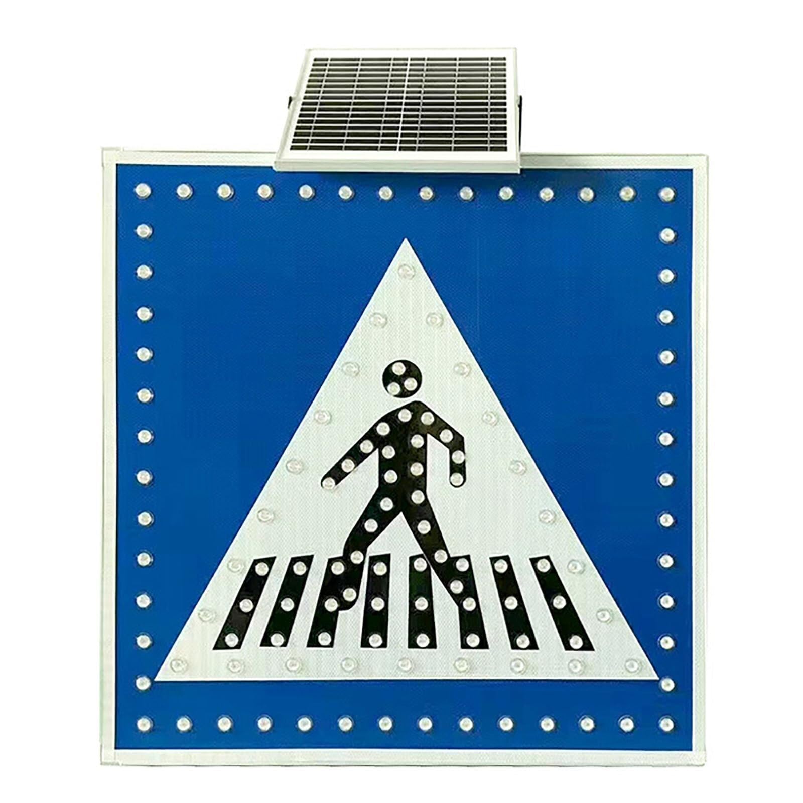 Señal de control de tráfico impermeable con energía solar, luz de cruce de peatones, visibilidad nocturna inteligente, 60 cm para carreteras y seguridad vial