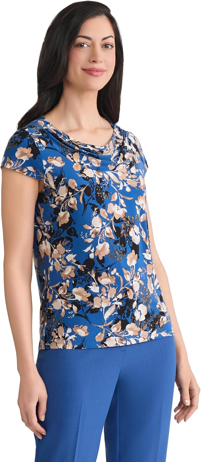 Kasper Women's Floral Print Cowl Neck Knit Top - Image 3