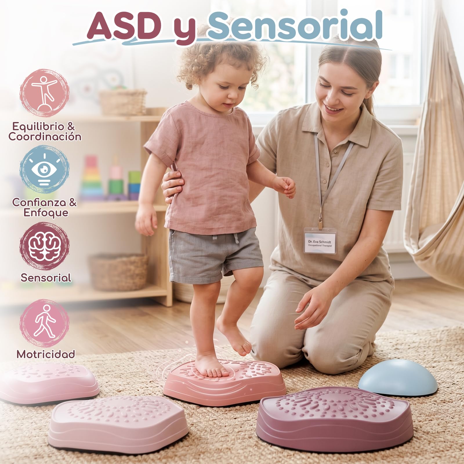 Lehoo Castle Piedras de Equilibrio para Niños, Juegos al Aire Libre | Antideslizantes, Motricidad Infantil, Juego de Equilibrio, Interior y Exterior, Desarrollo Sensorial, Circuito de Obstáculos