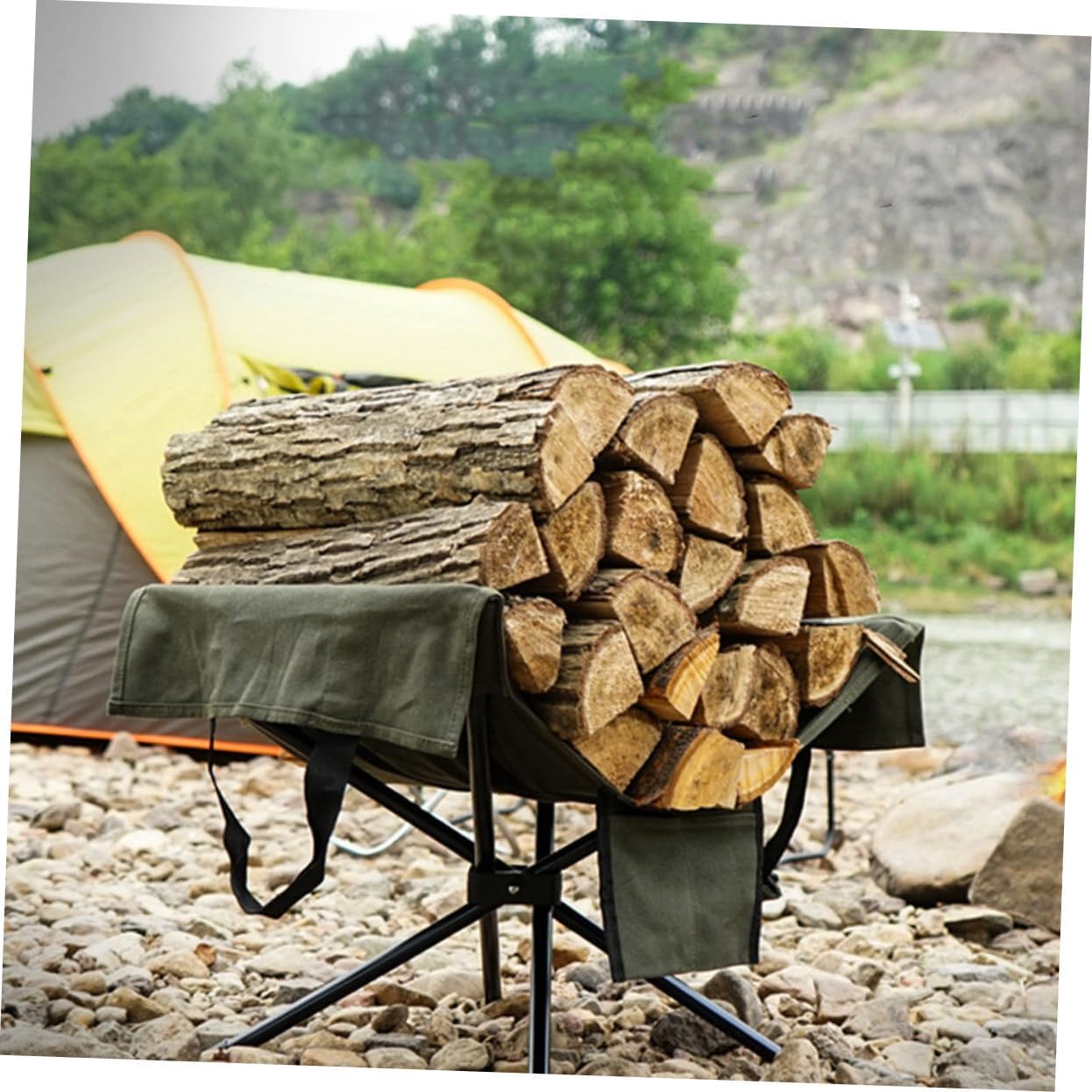 DECHOUS Firewood Log Carrier Tote with Long Handles for Heavy Loads