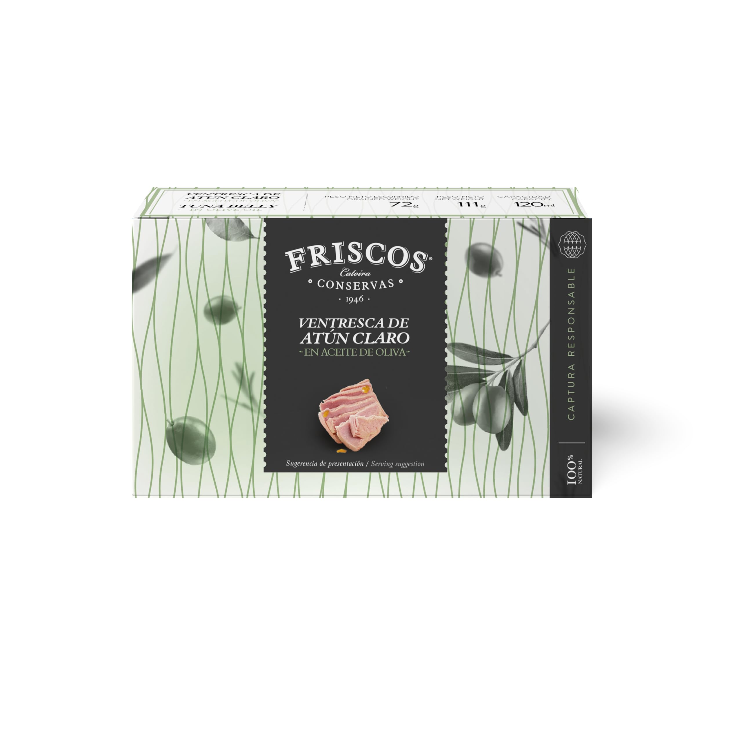 FRISCOS Ventresca de Atún Claro fileteada en aceite de oliva 12 unidades