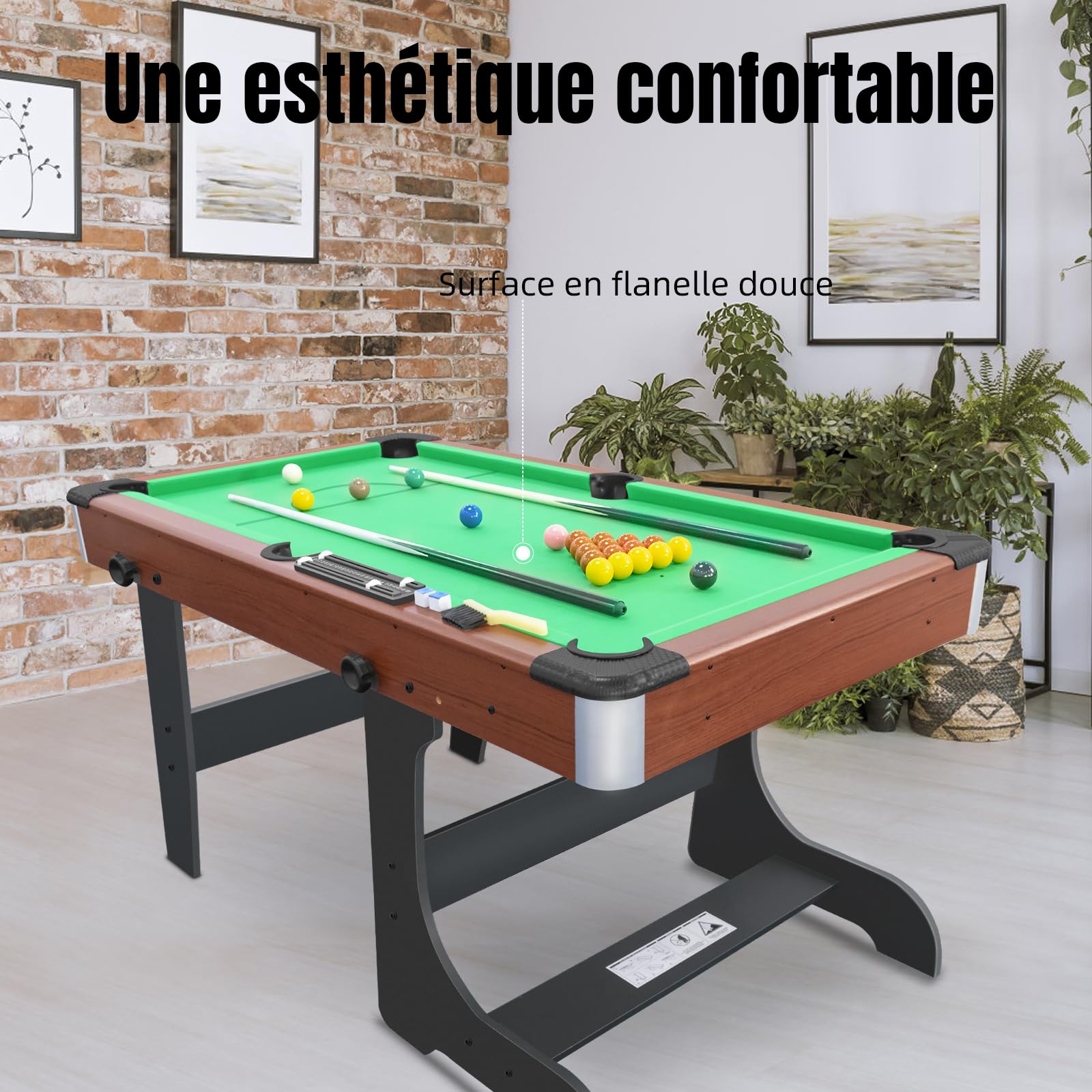 HLC Billardtisch Klappbar, Pool Billardtisch, Snooker, Multifunktionstisch Spieltisch mit Zubehör, Geeignet für Zuhause.