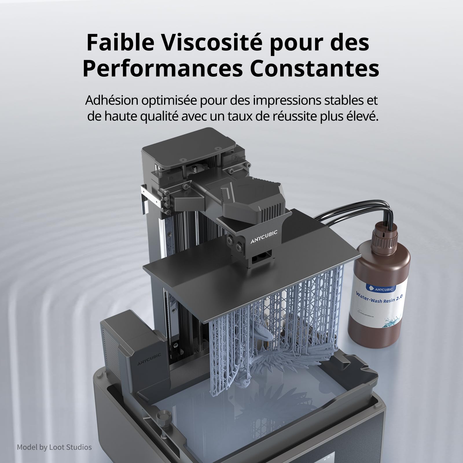 Anycubic Résine Lavable à l'Eau 2.0 pour Imprimante 3D LCD, UV 405 nm, Haute Précision, Gris 4KG