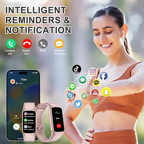 Miniatura 5 de Rastreador de ejercicios contador de pasos con monitor de sueño de oxígeno en sangre y frecuencia cardíaca 247, pantalla táctil AMOLED de 1.47