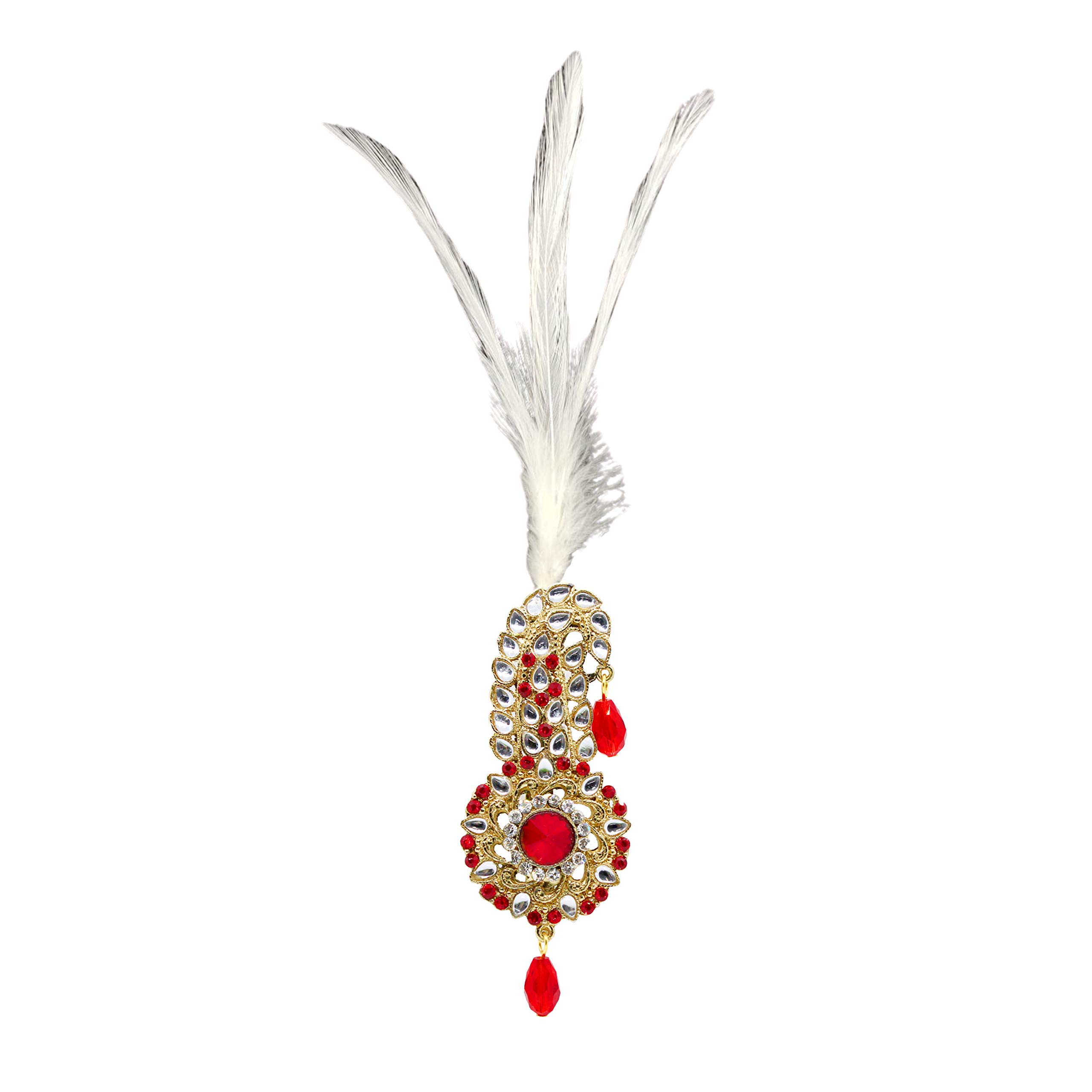 FURE Metal Floral Kundan Kilangi Brooch (Golden) with Feather for Men (B089RDK7YH) Amazon Price History, Amazon Price Tracker