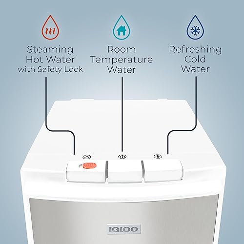 Miniatura 3 de Igloo Dispensador de enfriador de agua de carga inferior, agua caliente, fría o a temperatura ambiente, capacidad para botellas de 3 o 5 galones,