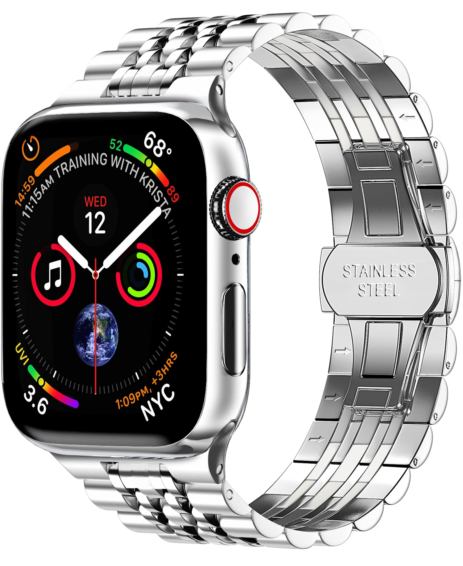 SaNgaiMEi Compatible for Apple Watch Ultra Band 49mm Men Stainless Steel Apple Watch Band 45mm 44mm 42mm 41mm 40mm 38mm Iwatch Band Replacement Apple Watch Series 8 7 6 5 4 3 2 1 SE Strap