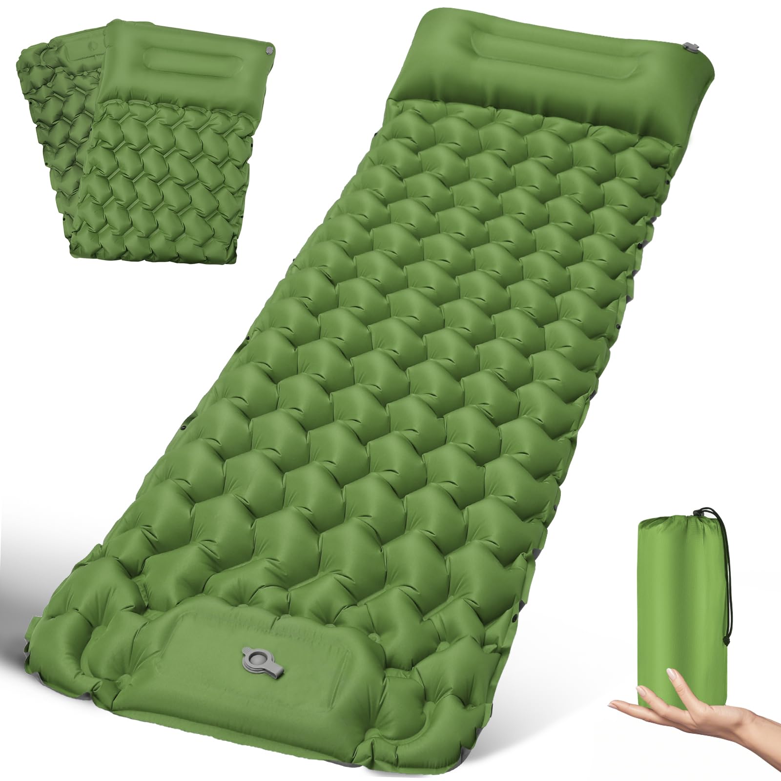 FORRINX Isomatte Camping Luftmatratze Ultraleicht Camping Matratze mit Kissen Tragbar Luftzellenmatte Wasserdicht Schlafmatte für Outdoor, Wandern, Zelt, Strand
