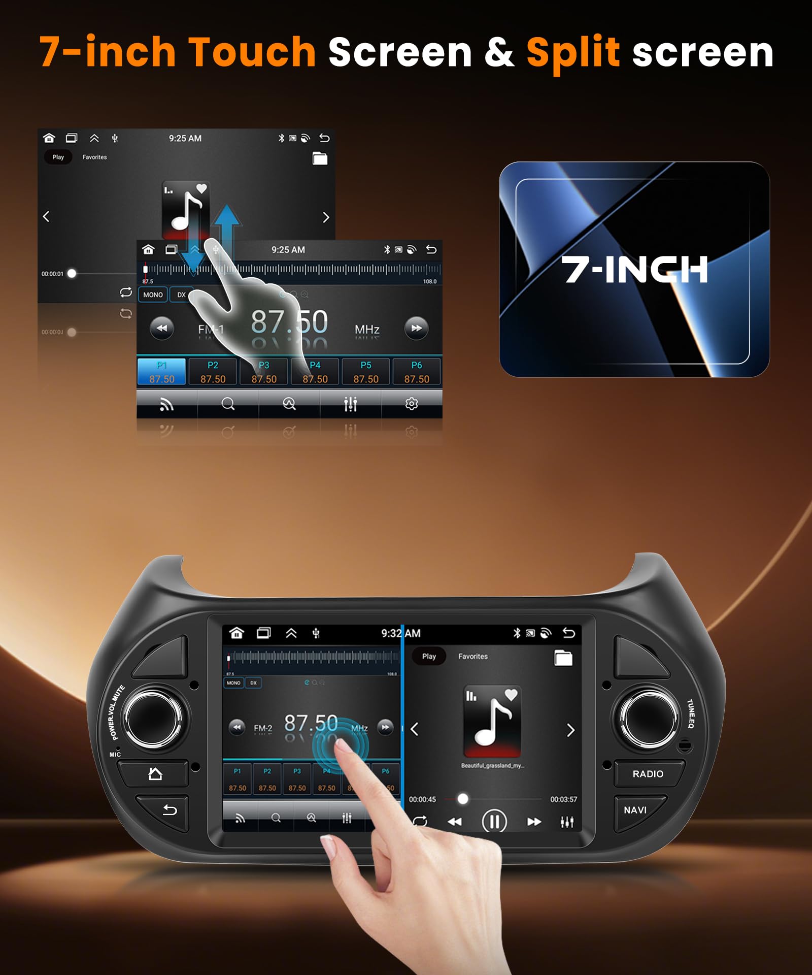 VECHTEL 8 CORE 4G+64G Autoradio Android 15 per FIAT Fiorino/Qubo/Peugeot Bipper/Citroen Nemo, 7'' HD IPS Touchscreen Stereo Auto co Carplay Android Auto senza Fili GPS WiFi USB Bluetooth FM RDS Camera