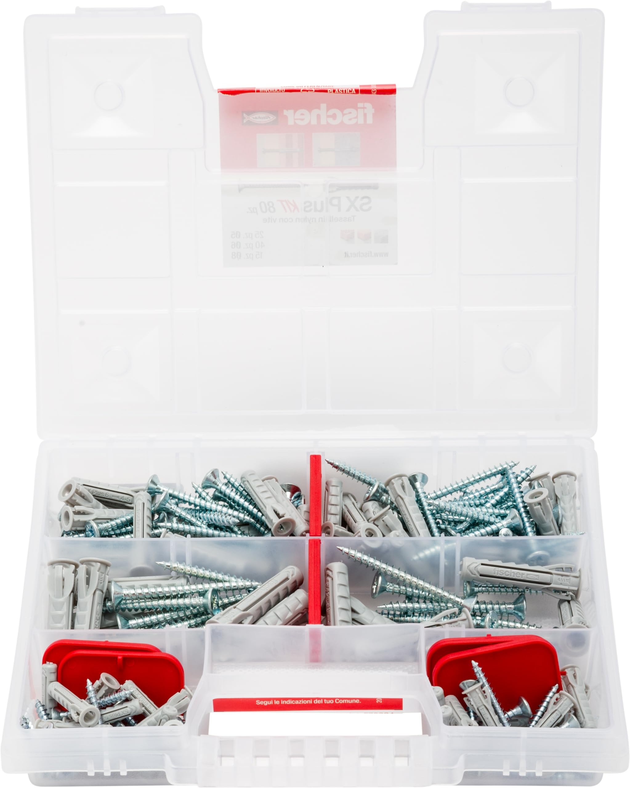 Fischer KIT SX Plus, Valigetta 80 Tasselli con Vite Assortiti per ...
