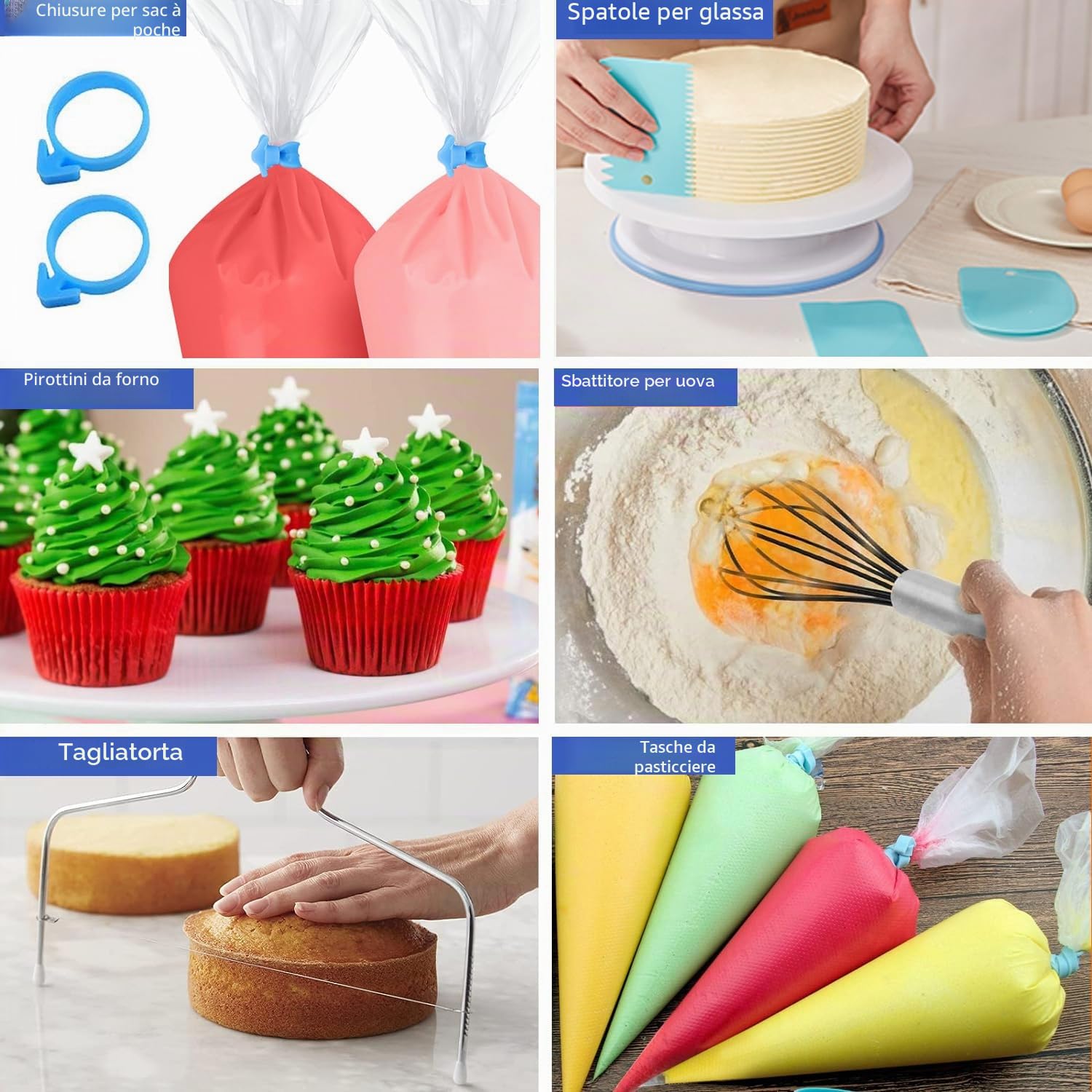 Kit per decorazione torte, Piatto Girevole per Torte, Kit Pasticceria Professionale, Accessori e Utensili Per Pasticceria, Set di sacchetti e beccucci per tubazioni