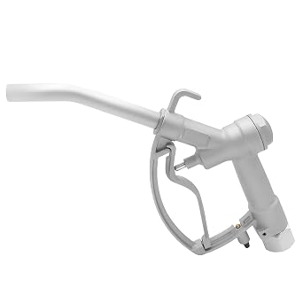 Groz Manual Fuel Control Nozzle, 3/4 NPT Inlet, Curved Spout with Swivel, 15 GPM, 50 PSI, All-Aluminum, for Diesel Kerosene and Gasoline (45593)