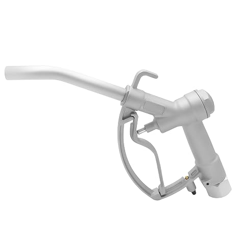 Groz Manual Fuel Control Nozzle, 3/4 NPT Inlet, Curved Spout with Swivel, 15 GPM, 50 PSI, All-Aluminum, for Diesel Kerosene and Gasoline (45593)