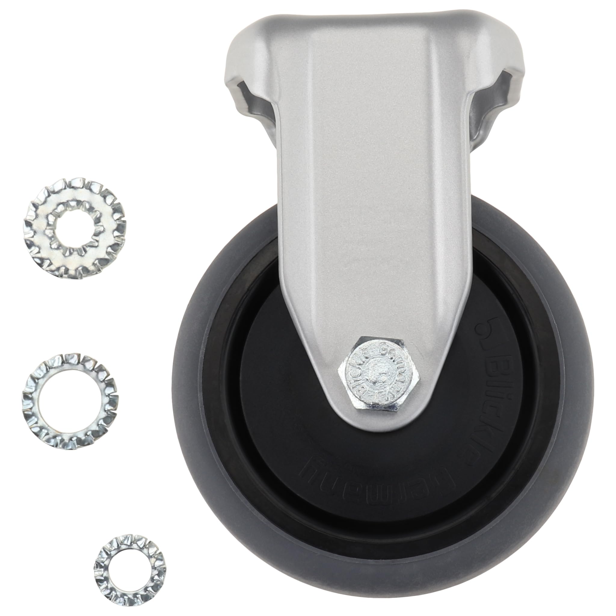 Roulette fixe D80 anti-déviation en PP noir avec fixation métallique à visser - 3