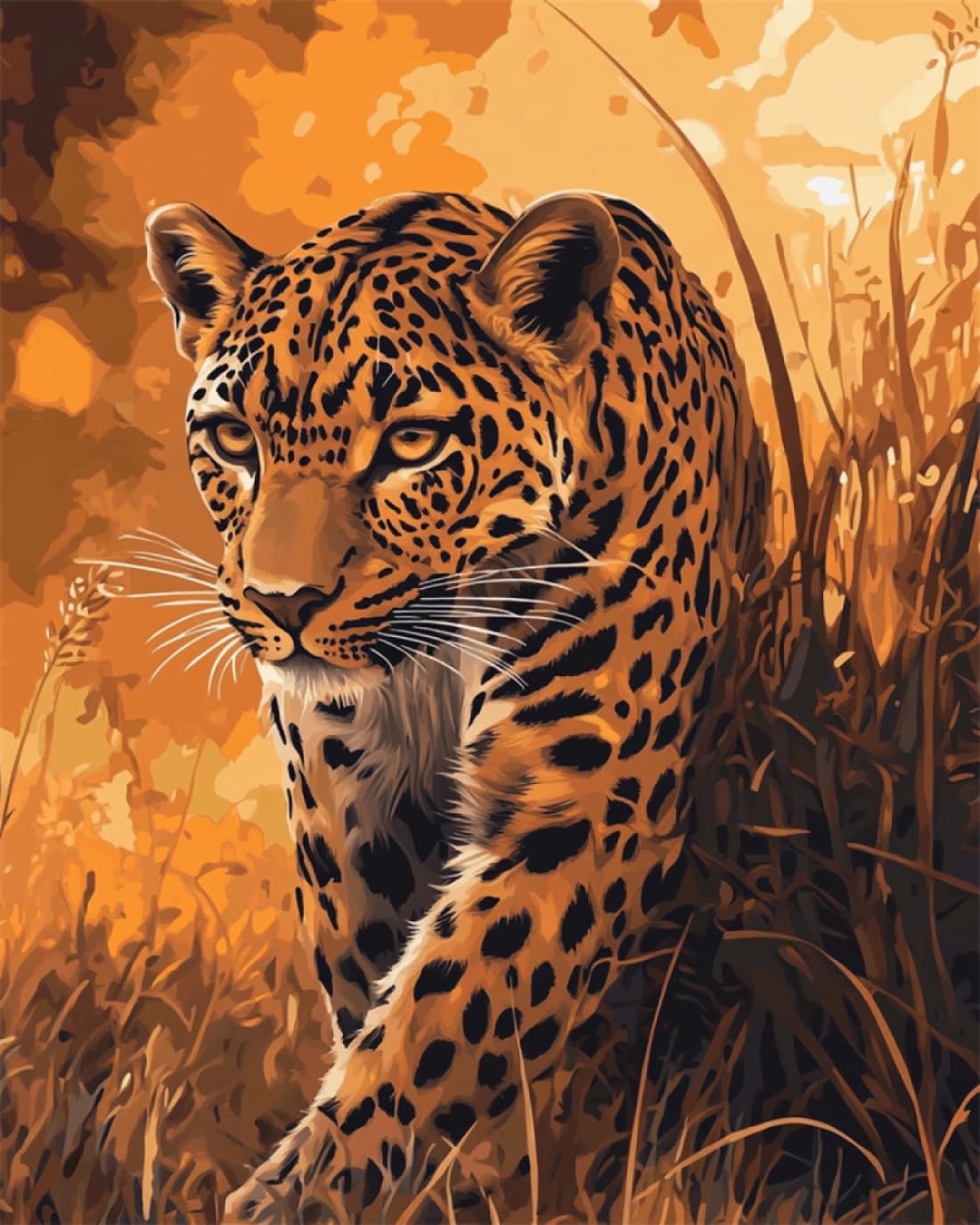 DIY kit alfombra gancho de pestillo Animal leopardo y paisaje Kits para hacer alfombras con aguja de pestillo，manualidades para hacer tapiz DIY con estampado colorido，juego de costura pa 100x140cm