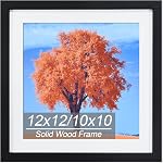 12x12 Cadre d'image blanc, bois massif diamant cadres de peinture d'art 30x30cm, Afficher les images 10x10 avec Mat ou 12 x 12 Sans Mat, 12x12 Cadre pour les photos Affiches Imprimés Oeuvres Puzzles, suspendu mural