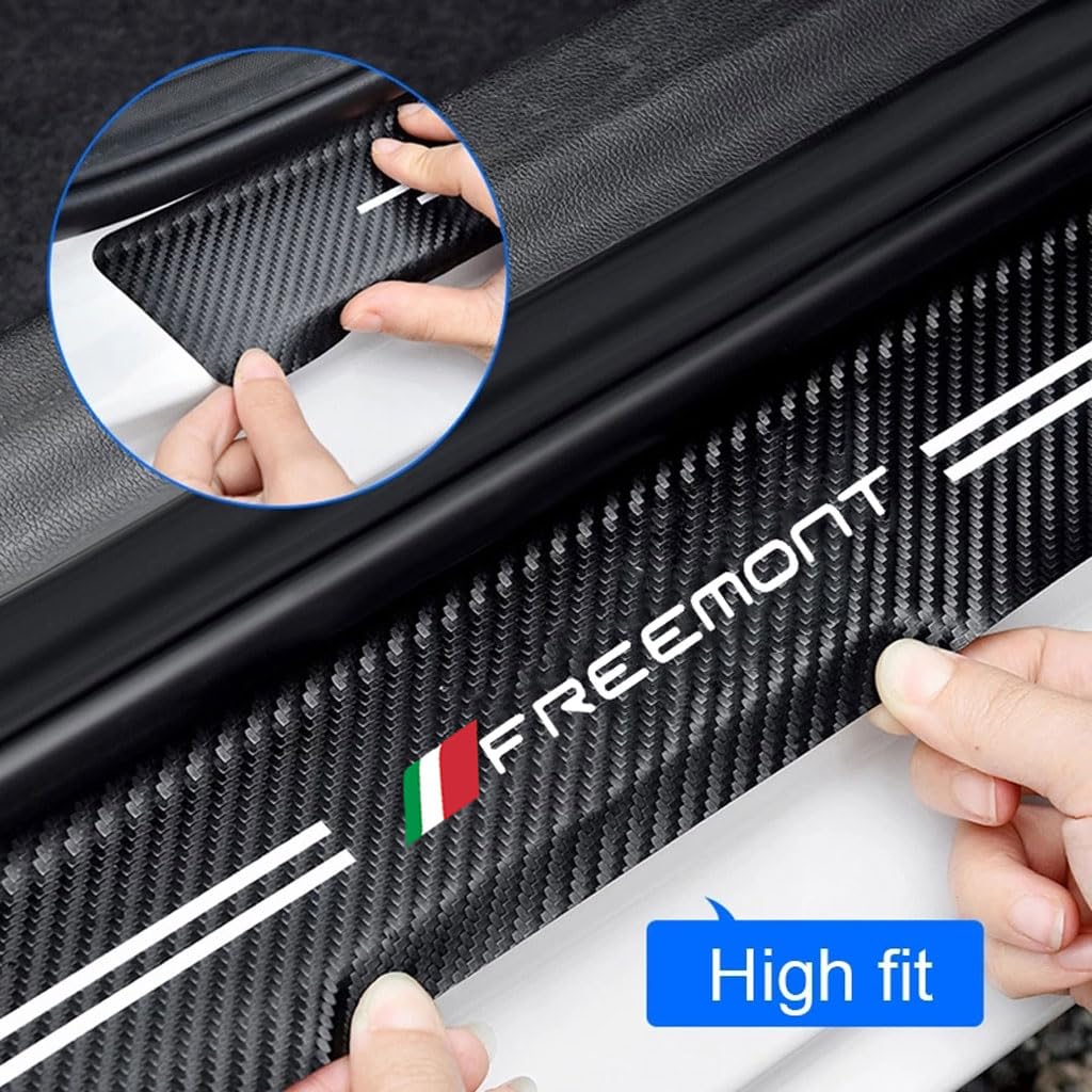 4 Pezzi Adesivi per Battitacco per Auto per Fiat, Adesivo per Battitacco in Fibra di Carbonio Protezioni per Davanzali per Porte Auto Freemont