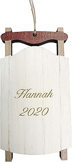 Personalized Name Christmas Ornaments | Personalized Ornaments | Custom Christmas Ornament | Personalized Glitter Ornament | (white, Sled wood ornament)