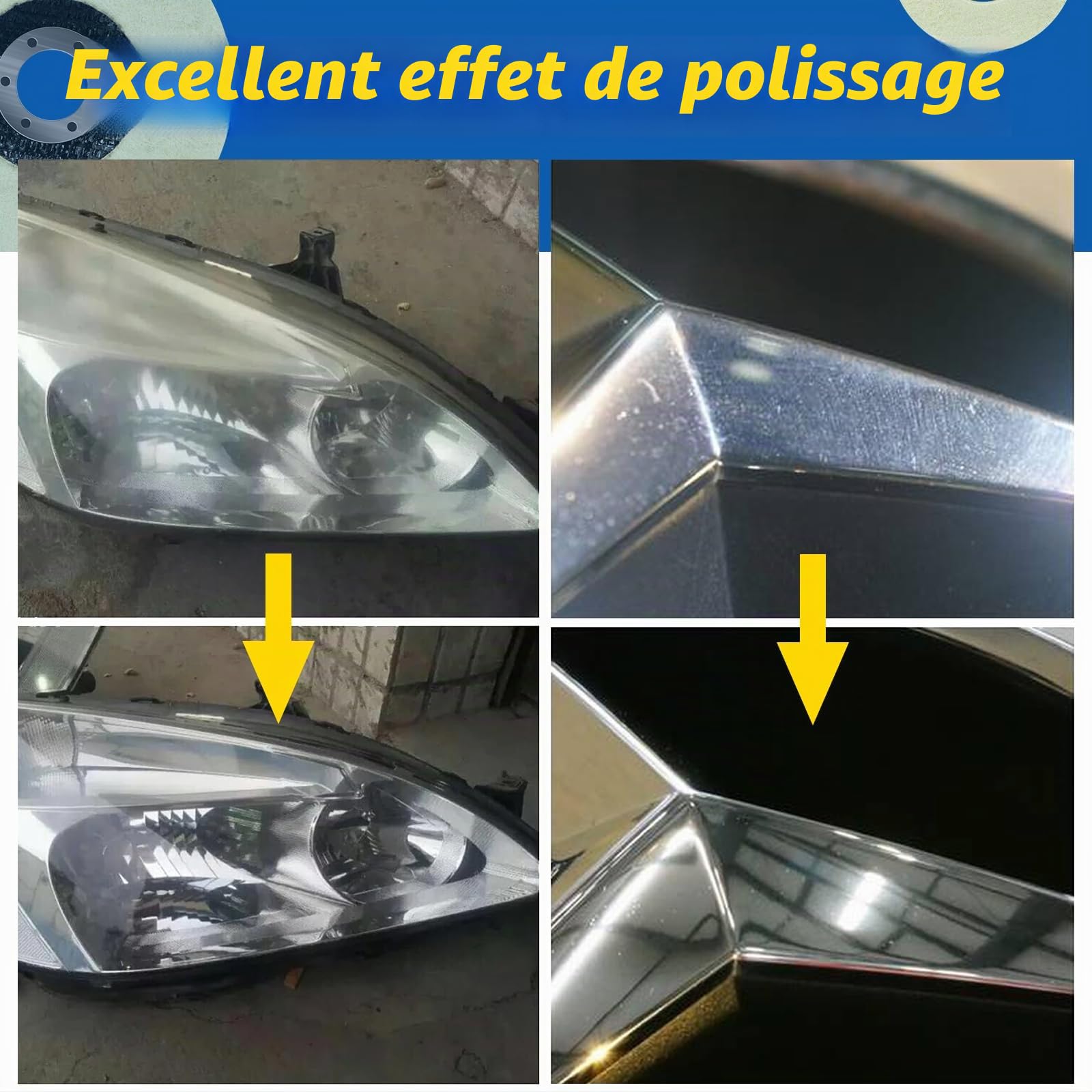 SALI Lot de 10 Disques de Polissage pour Meuleuse d'angle en Laine 125 mm Laine Roue de Polissage pour Verre, Céramique, Métal, Marbre, Plastique, Voiture