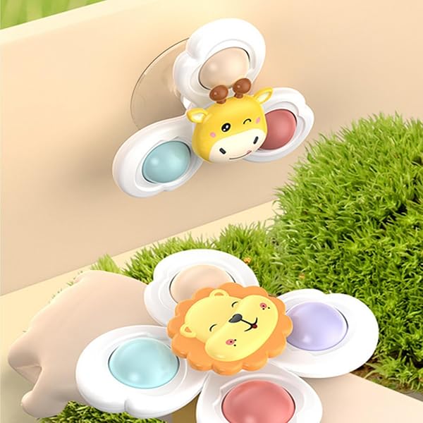 Saugnapf-Spinner,Rotierendes Badespielzeug,Sensorischer Spinner Fidget - für Kinder, Krippe, Kindergarten, Zuhause, Reise, Auto, Flugzeug - 4