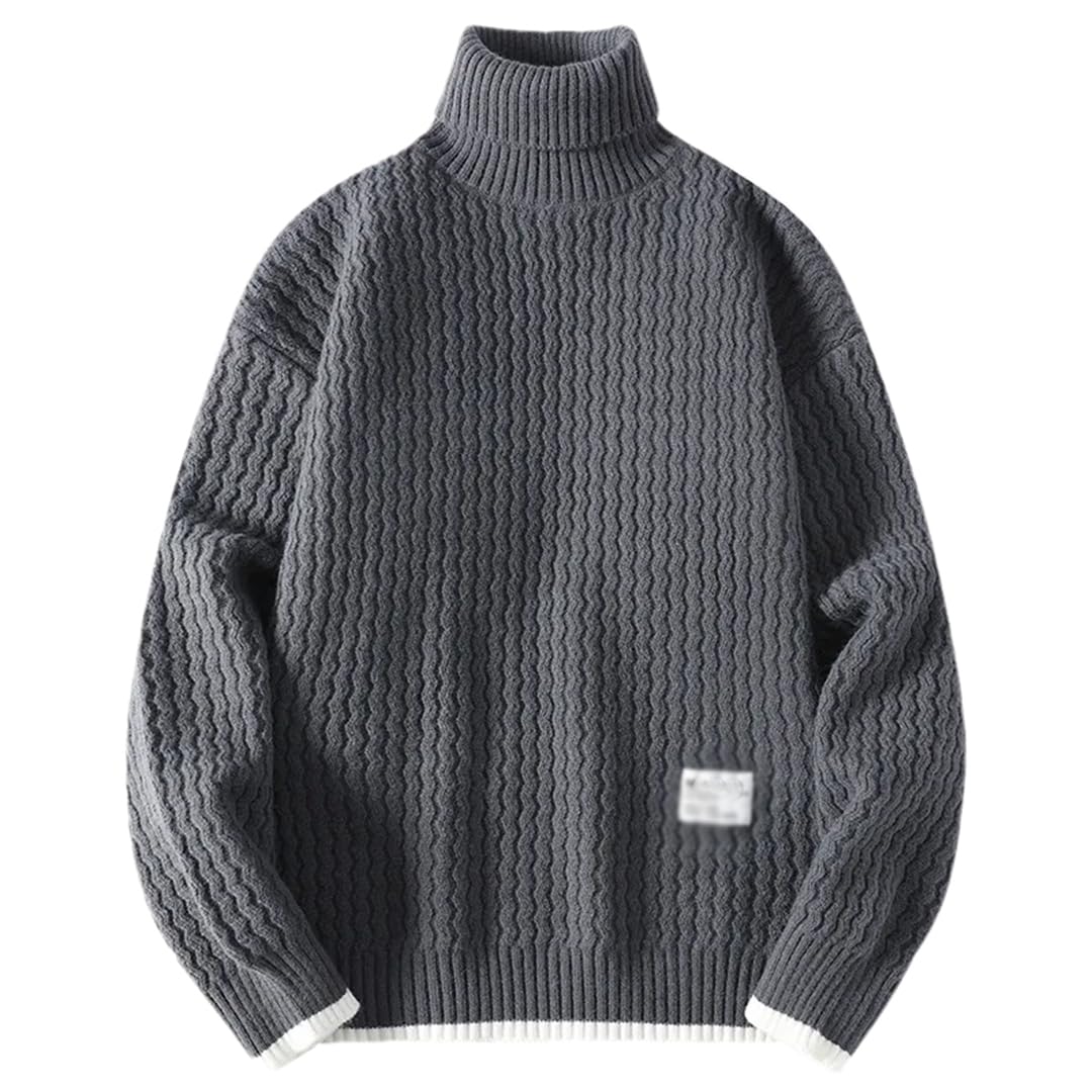 Golf ciepły solidny sweter męski świąteczny sweter z dzianiny sweter biznesowy ciepły sweter