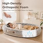SWITTE Lit pour chien humain pour adulte, 71"x48"x12" Lavable Giant Taille humaine lit pour chien avec oreiller pour les gens Doze off, grand étage amovible avec couverture - Gris clair