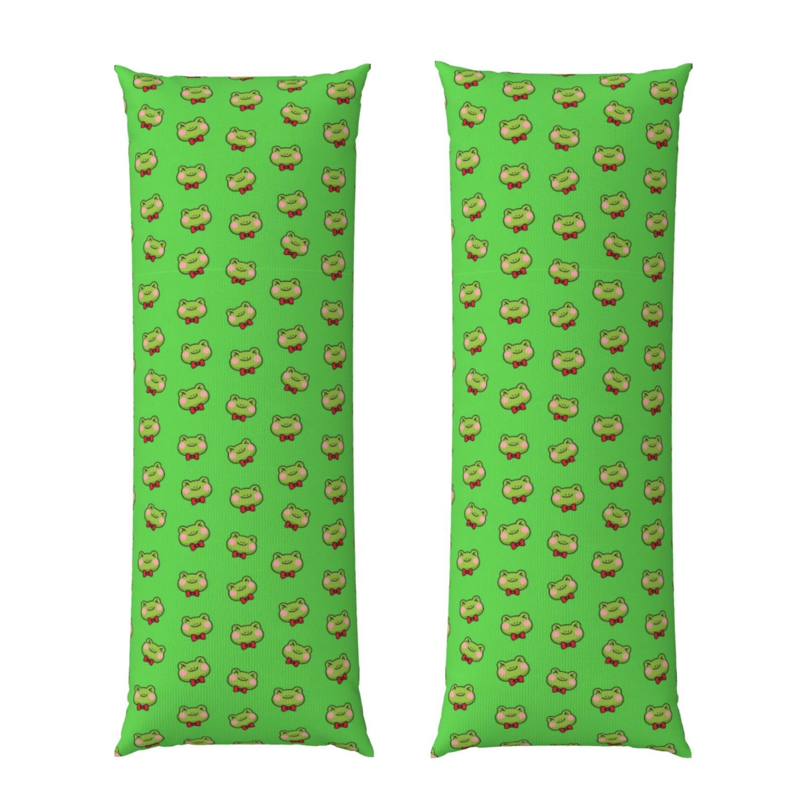 Body Pillowcase 20x60 Cute Green Frogs, Soft Velvet Pillow Cover with Hidden Zipper, Wrinkle Resistant Cushion Case for Bedroom Home Sleeping