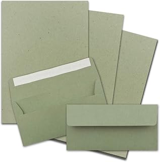 FarbenFroh by Gustav Neuser - Juego de 50 papeles de carta DIN A4 con sobres largos, autoadhesivos, color verde
