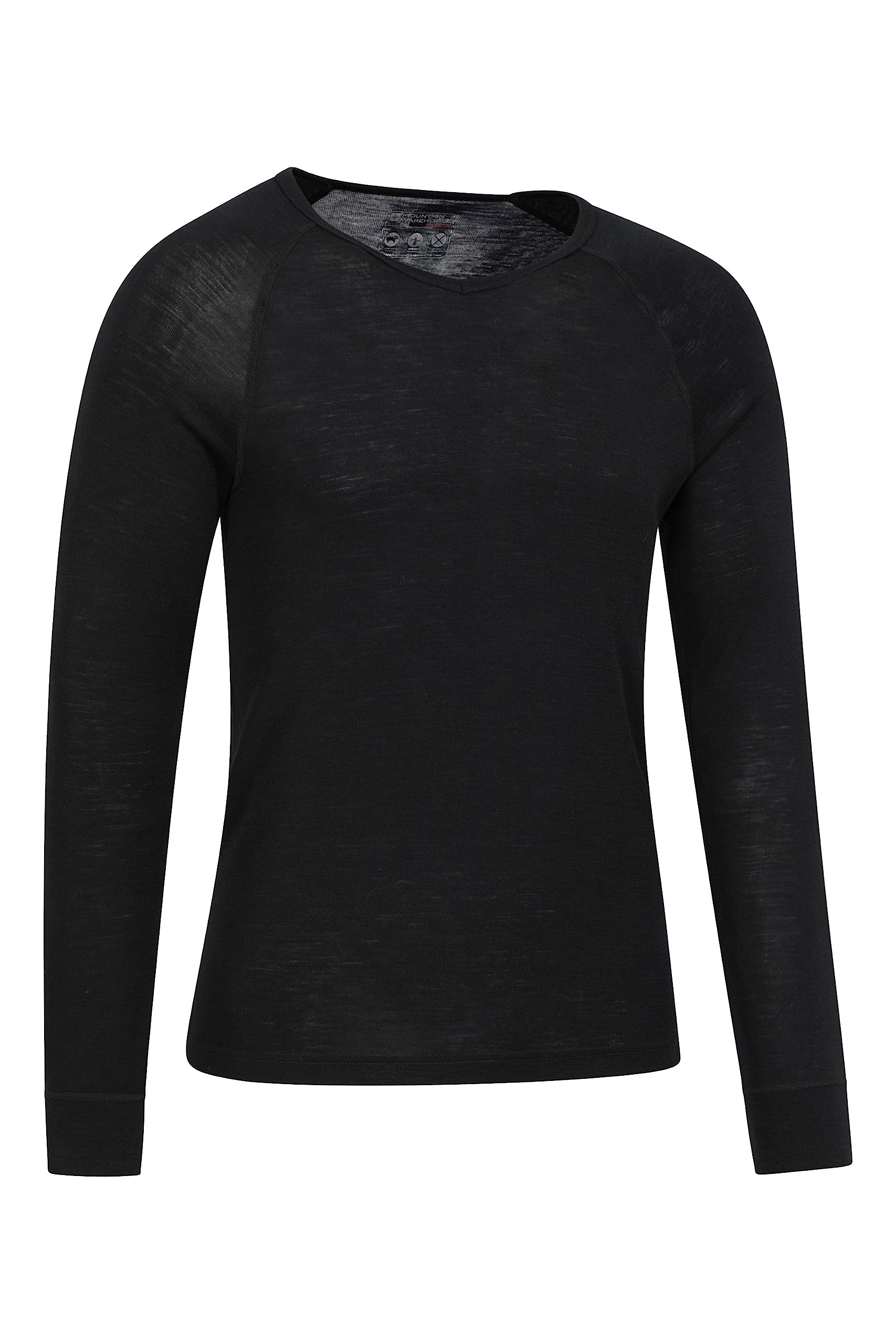 Mountain Warehouse Camiseta Interior de Merino con Cuello de Pico para Hombre - Top Transpirable, Antibacteriano y Ligero - Ideal para otoño, Invierno y Exteriores