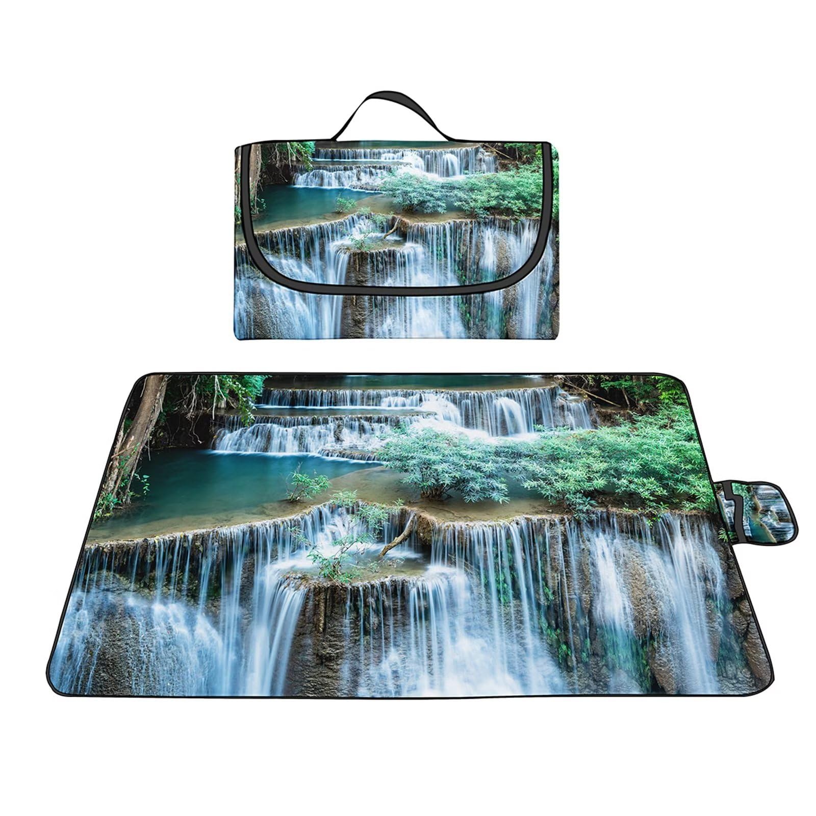 Koc plażowy, koc piknikowy, 200 x 300 cm, odporny na piasek, wodoodporna mata plażowa z uchwytem, składany dywanik piknikowy, wielofunkcyjny, letni niezbędnik, koc na zewnątrz, na podróż,