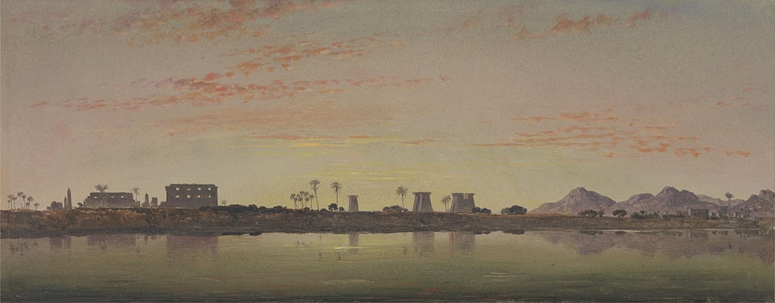 SERENDIPITP Abstract Painting Mural Print Picture Wall Decor Painting Pylons At Karnak the Theban Mountains in the Distance by Edward William Cooke Vintage Wall Artwork for Home Decor 60x90cm