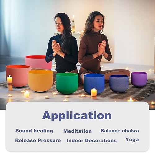 Miniatura 3 de Juego de 7 cuencos de cristal de cuarzo esmerilado de 6 a 12 pulgadas, instrumentos de curación de sonido, 2 bolsas de transporte de viaje para