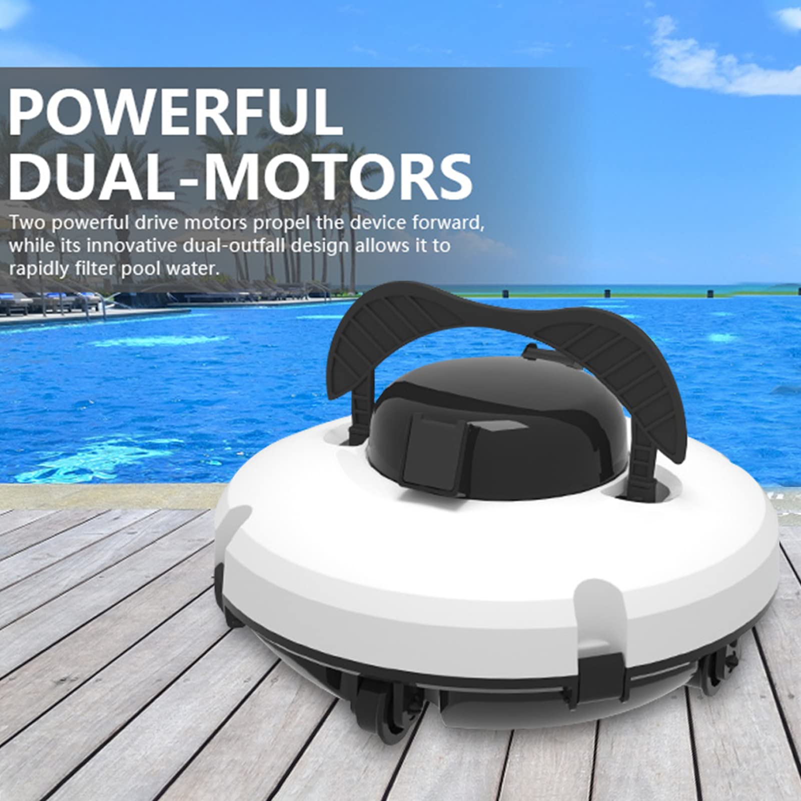 Lixada Robot per Piscina,Aspirapolvere per Piscina Automatiche Senza Fili,Aspirapolvere per Pavimenti e Power Clean da 120 Minuti, parcheggio Automatico e Arrampicata 18°