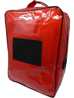 Bolsa de transporte de documentos e valores, 32 cm x 42 cm x 20 cm (PVC vermelho), Vermelho
