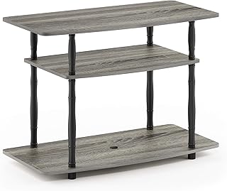 Furinno Toolless TV Stands, Wood, French Oak Grey/Black Classic Tube, one size