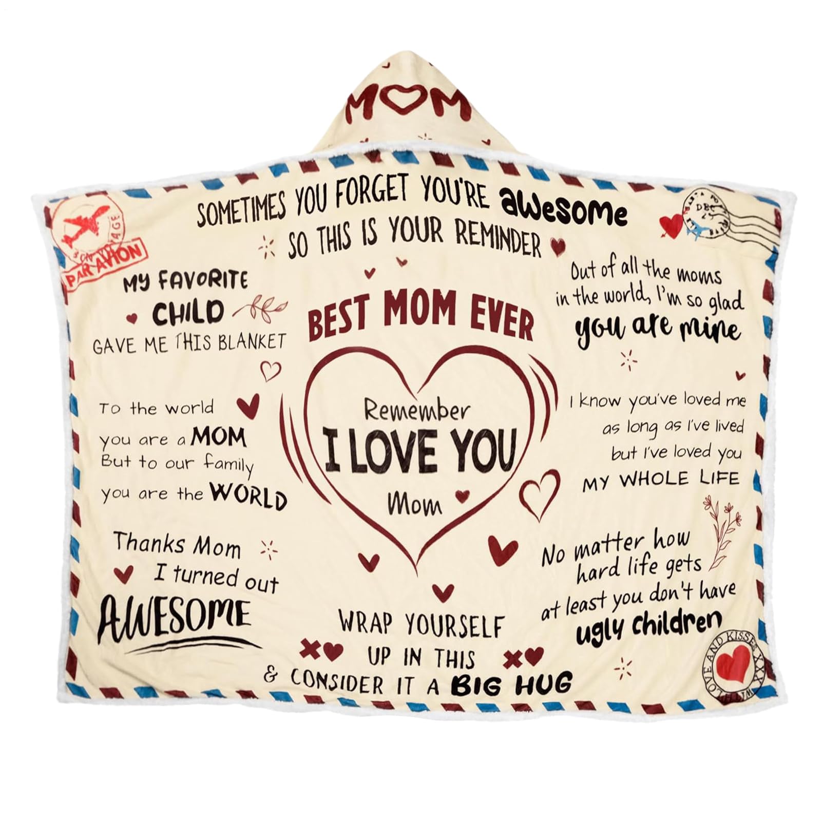 Coperta Mamma Da Figlio Con Cappuccio Design A Busta In Flanella Calda E | Coperte Da Figlia Per Mamma Ideale Per Donna Fidanzata Compleanno Decorazione Casa Spa Viaggio Campeggio Aria