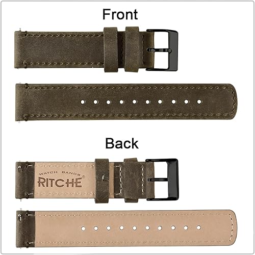 Miniatura 5 de Ritche - Correa de cuero de liberación rápida para reloj de cuero flor superior (0.71, 0.75, 0.79, 0.83, 0.87, 0.91 o 0.95 pulgadas) para hombres y