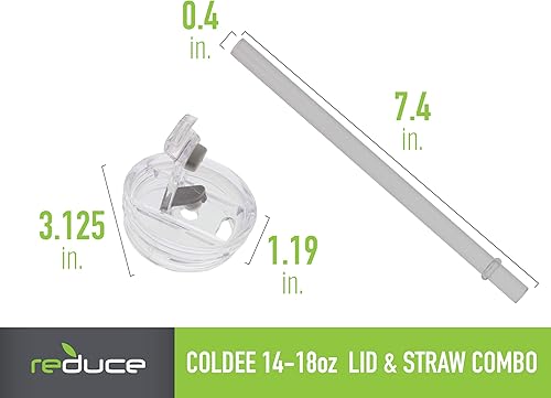 Miniatura 6 de REDUCE Brand Cold1 - Juego de vasos y otras tapas de repuesto de boca de 14-18 onzas (3.0 pulgadas de diámetro) y popote (8 pulgadas), transparente,